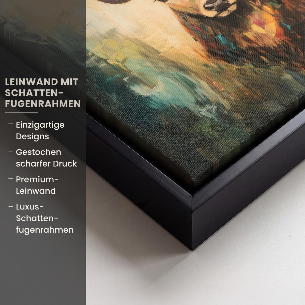 LEINWAND Bilder mit Rahmen - Hirsch - Gemalt - Geweih - Braun - 20x20 - Haselnussfarben, Textil (20/20cm) - MuchoWow