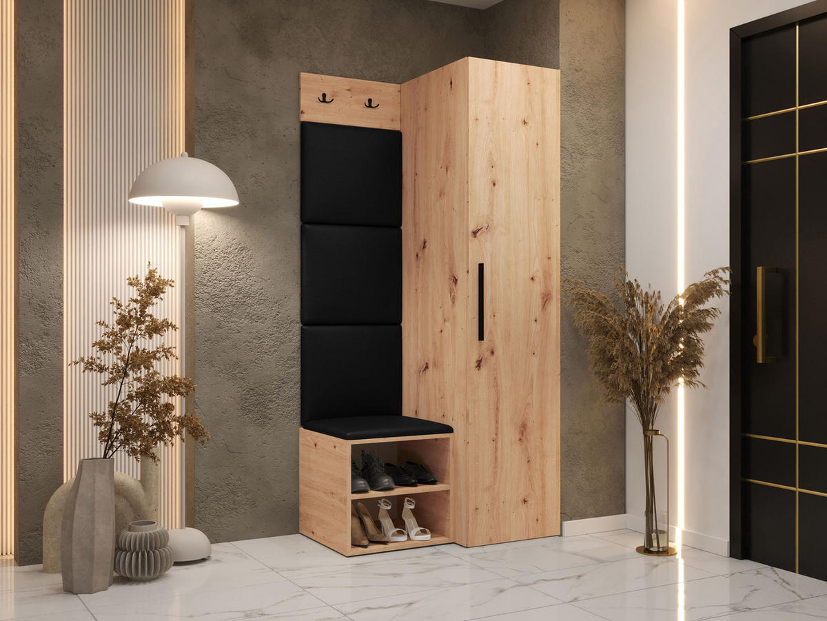 GARDEROBEN-SET Medi III - Schwarz/Eiche Artisan, Holzwerkstoff/Kunststoff (40/191/50cm) - MIRJAN24
