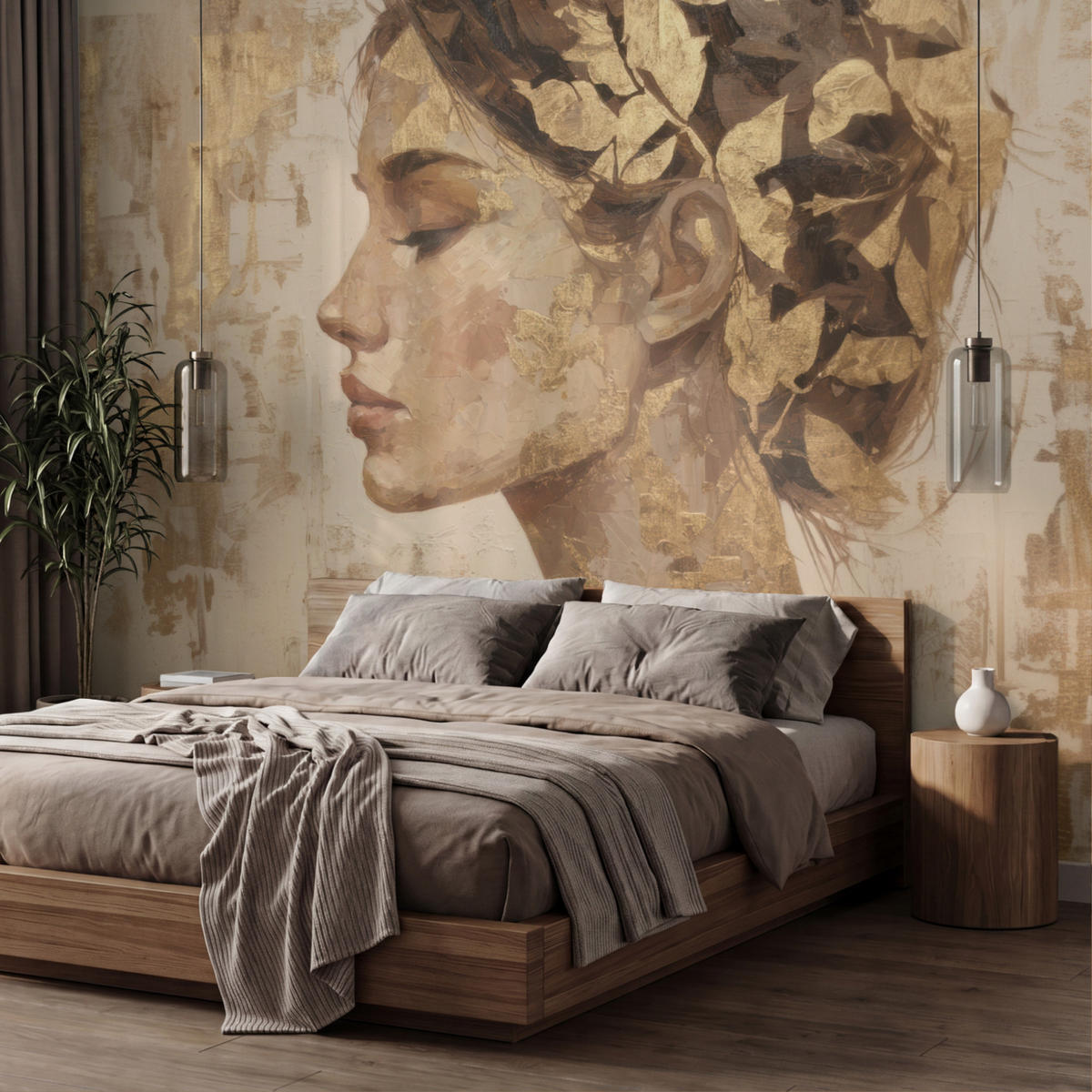 TAPETE - Frau - Gold - Abstrakt - Textur - 400x240 cm - Goldfarben, Papier (400/240cm) - OnlyWow