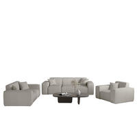 SOFASET Celes Premium 3-2-1 Stoff Scala - Hellgrau, Holzwerkstoff/Textil (225/73/88cm) - Fun Möbel