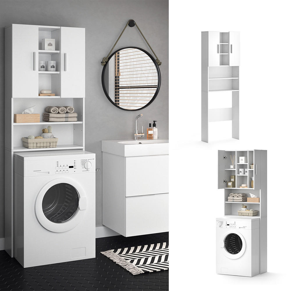 WASCHMASCHINENSCHRANK Luis Weiß 64 x 190 cm - Weiß, Holzwerkstoff (64/190/25.6cm) - Vicco