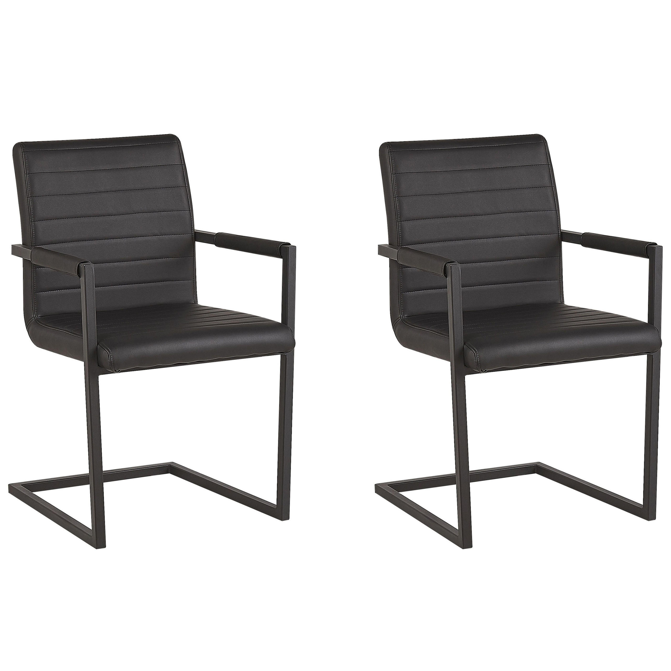 ÉTKEZŐSZÉK 2 darabos Szett Műbőr Fekete Buford - fekete, textil/fém (52/87/54cm) - Beliani