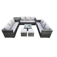 GARTENTISCHGRUPPE Polyrattan 11-Sitzer - Dunkelgrau, Metall - Fimous