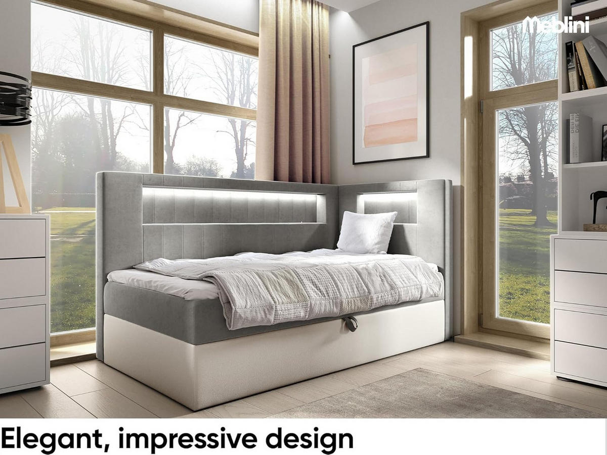 KINDERBETT GARETH 3 - Weiß/Grau, Holzwerkstoff (103/212cm) - Meblini