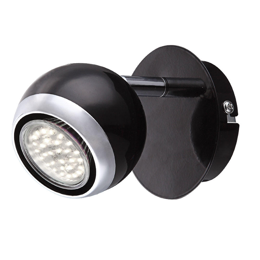 LED WANDLEUCHTE Chrom Schwarz beweglicher Spot - Schwarz, Metall (10/11.5/13cm) - Globo Lighting