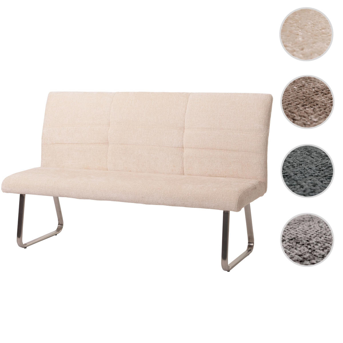 SITZBANK Cremeweiß - Weiß, Textil (160/100/65cm) - MCW