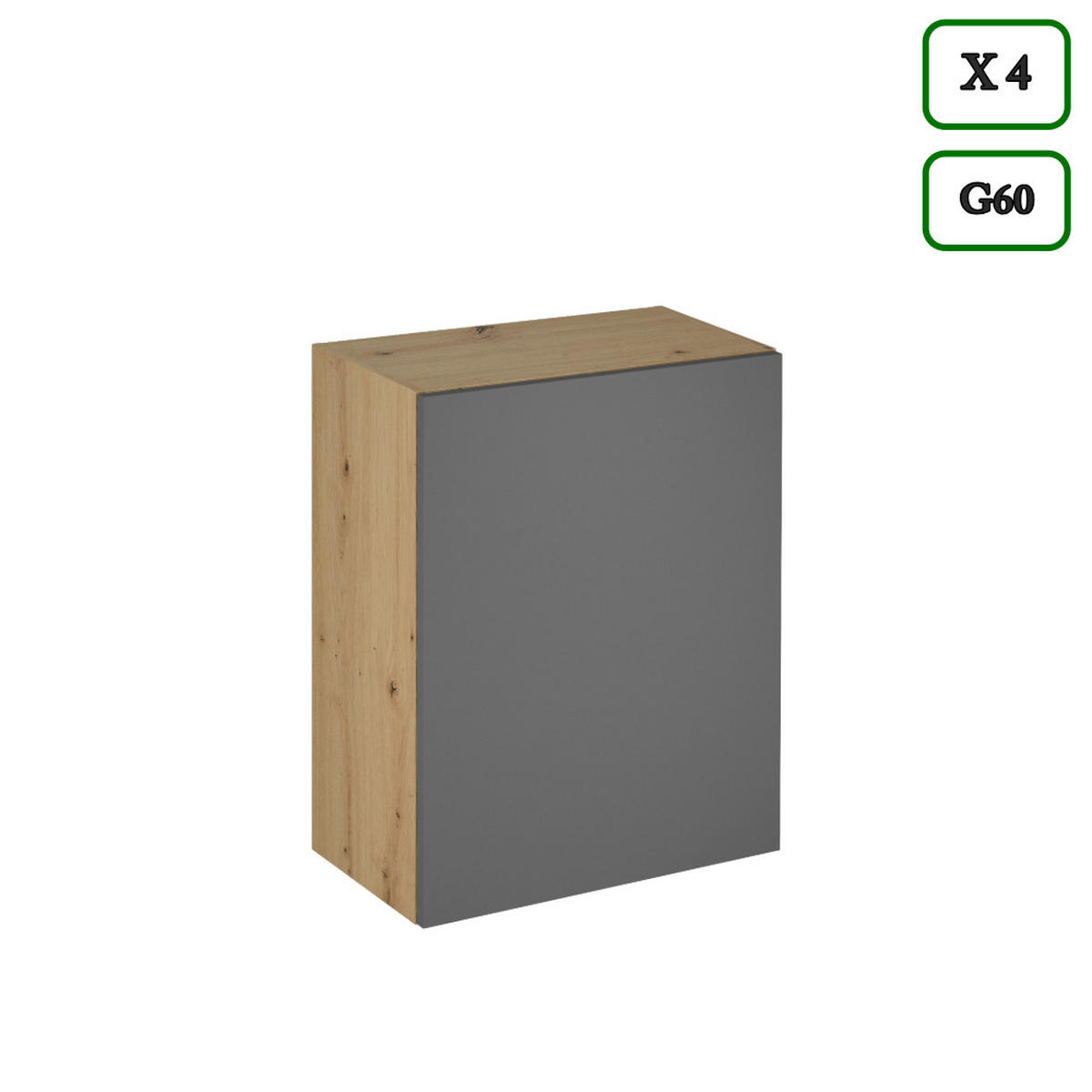 KÜCHENZEILE 360 cm - Langen K109-M360 – in Grau / Matt - Schwarz/Grau, Holz/Holzwerkstoff (360/212/60cm)