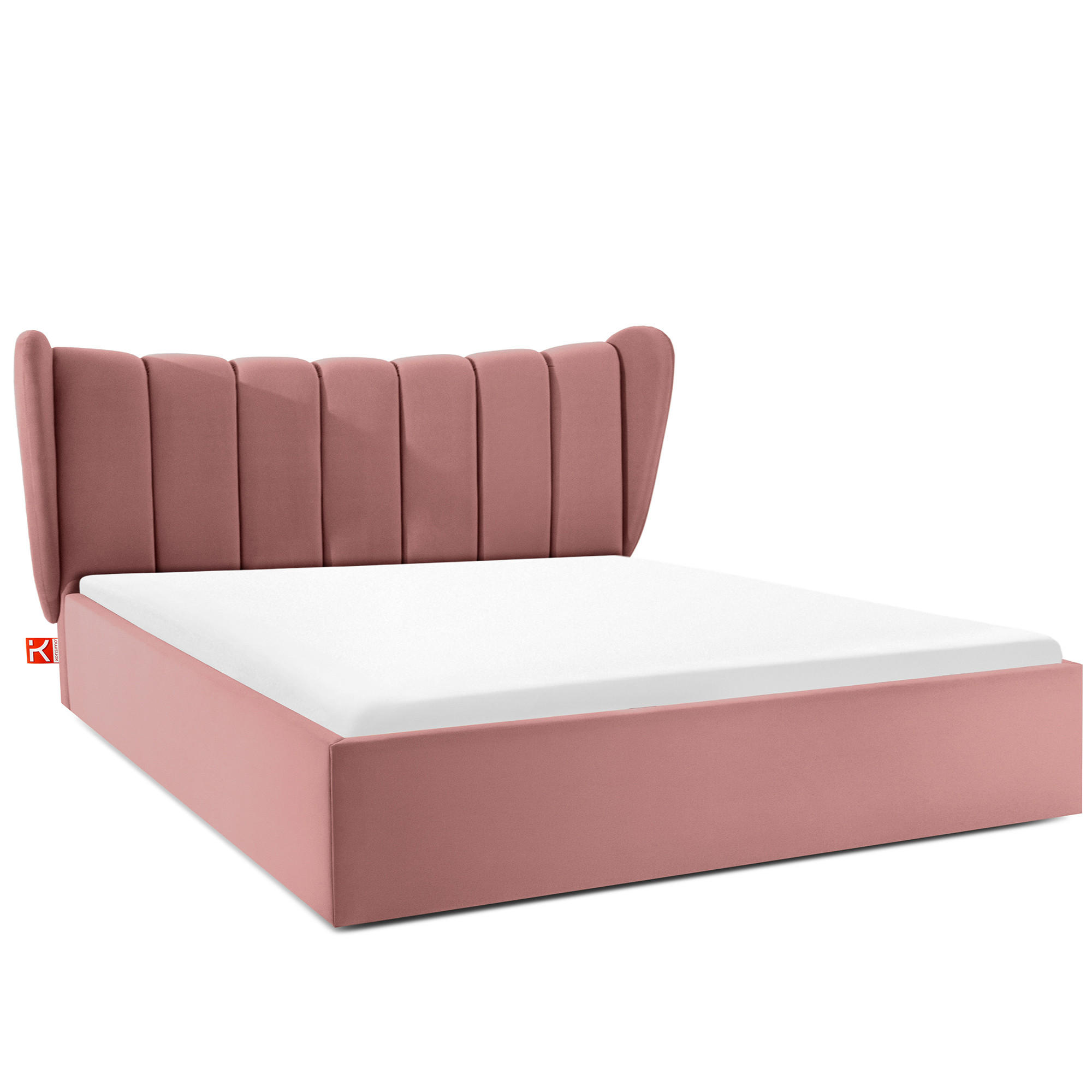 POLSTERBETT GIZO, Muschel-Design - Pink/Schwarz, Holz/Holzwerkstoff (182/204cm) - KONSIMO®