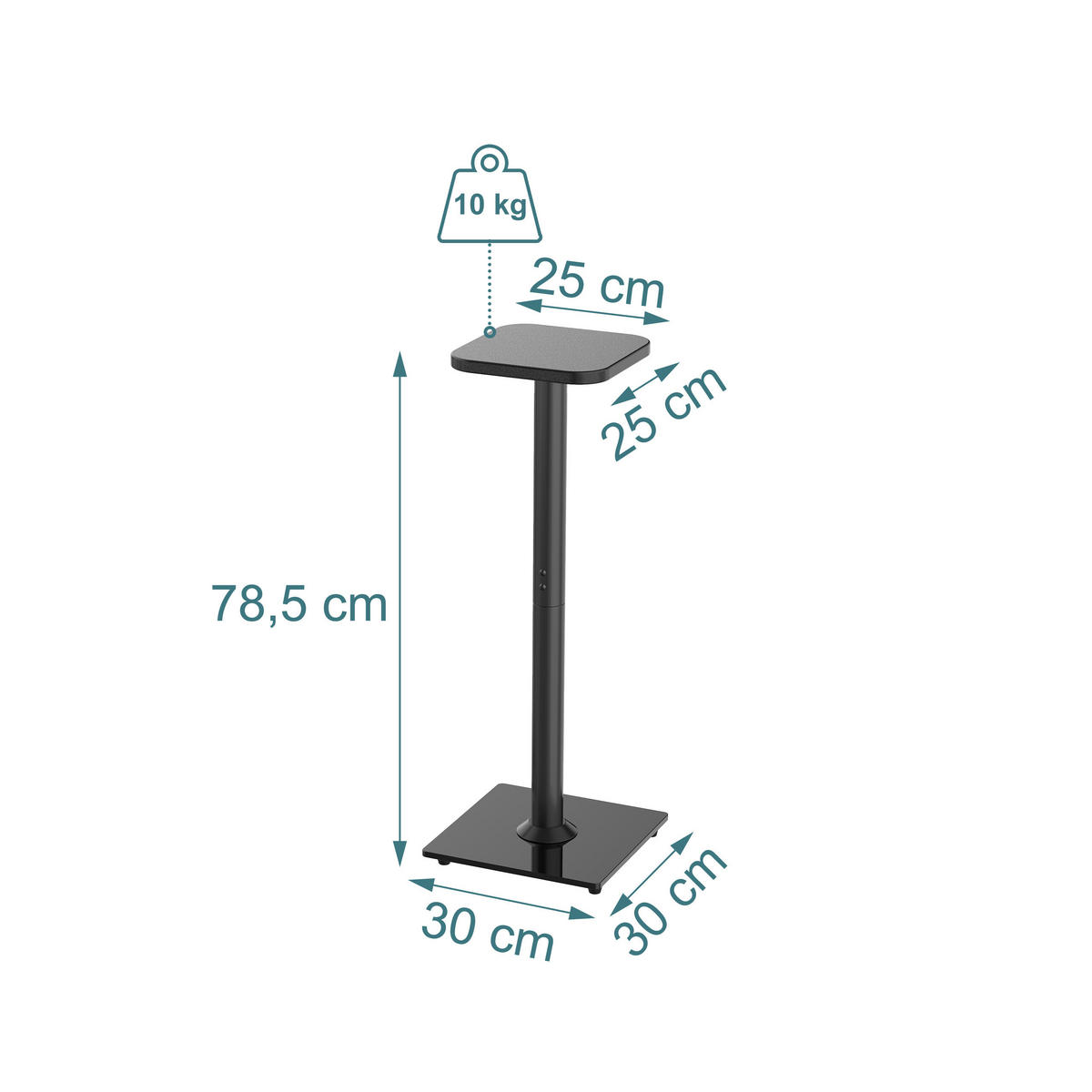 HÖGTALARSTATIV svart 2-pack - Svart, Glas/Metall (30/78.5/30cm) - Relaxdays