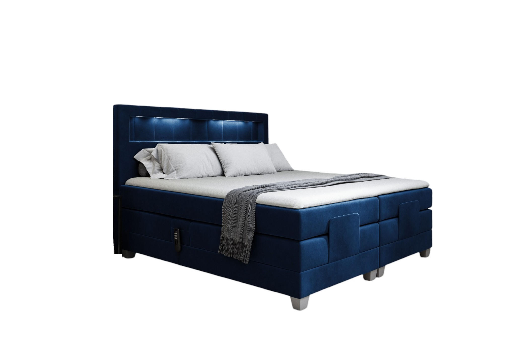 BOXSPRINGBETT Elektrisch Davide - Dunkelblau, Holzwerkstoff/Textil (140/200cm) - Fun Möbel