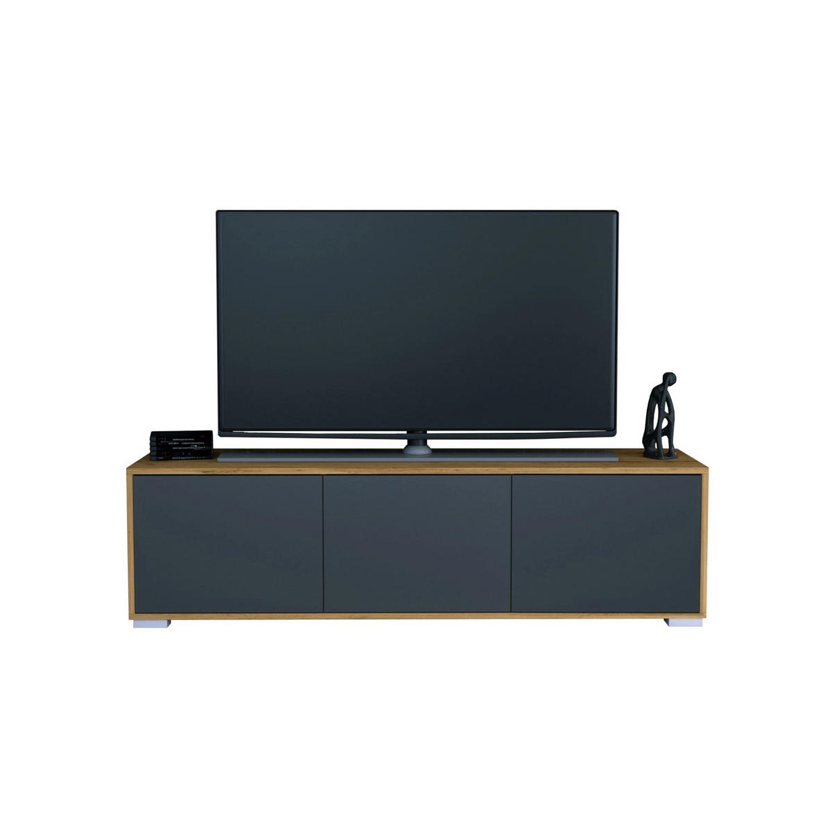 TV-BOARD Elena, Lowboard mit Push-to-Open, Made in Germany, Moderner Fernsehschrank, Eiche Evoke/Anthrazit matt (152,5 x 43 x 37 cm) - Anthrazit, Holzwerkstoff (152.5/43/37cm) - InnoFurn