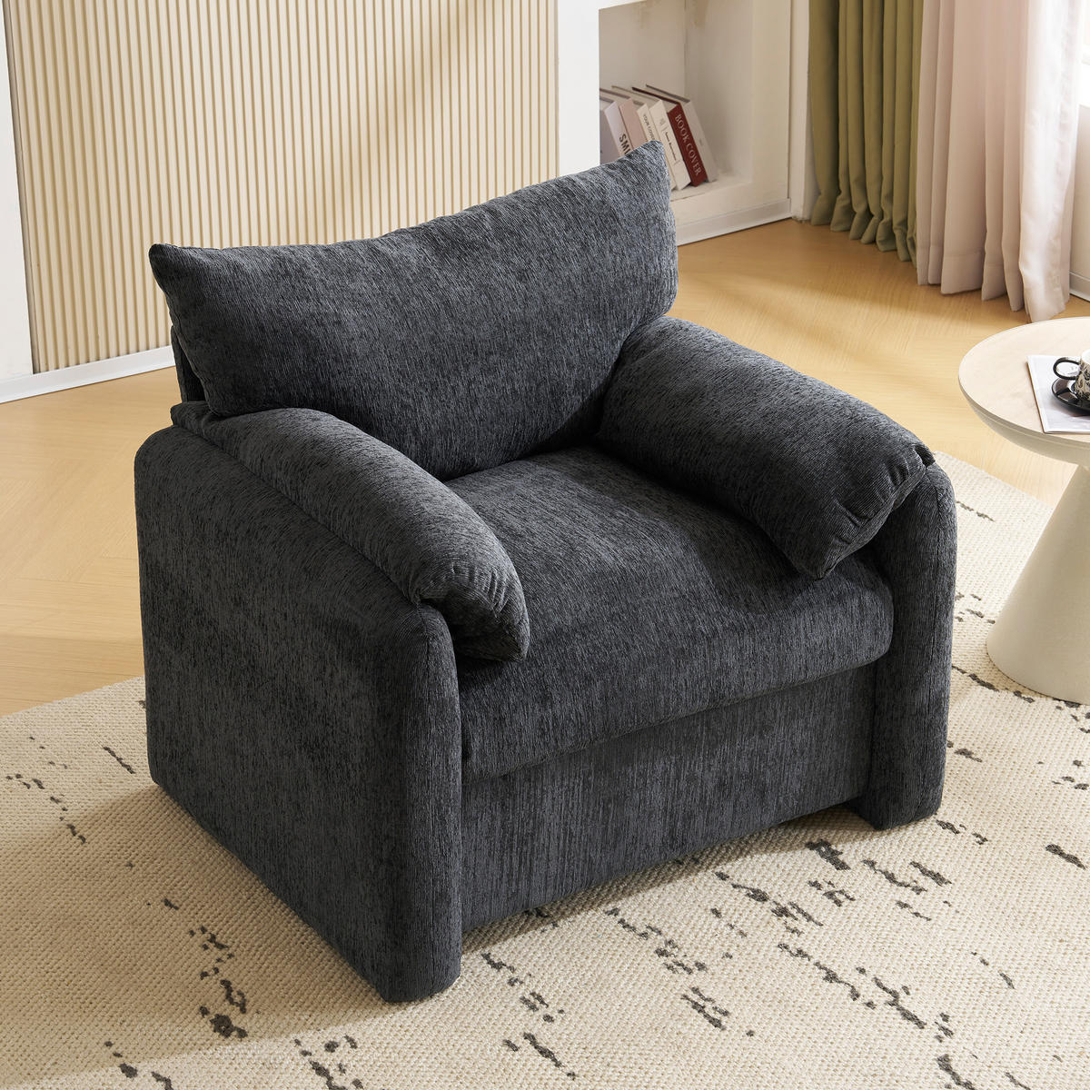 SESSEL Chenille mit breiter Sitzfläche 96/82/84 cm Grau - Grau, Textil (82/84/96cm) - Redom