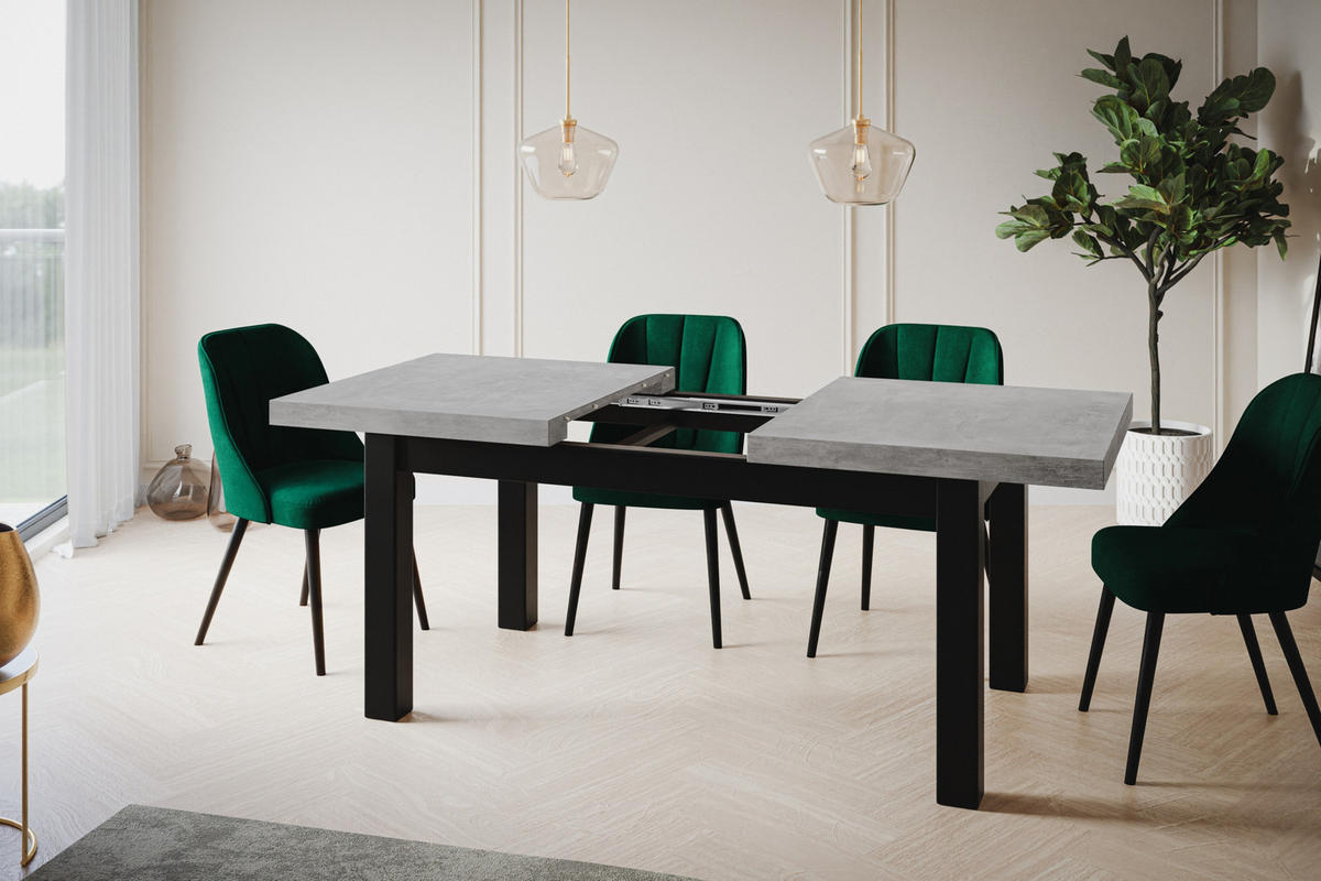ESSZIMMERTISCH CLASSIC, ausziehbarer Tisch 120-160X80X78 cm, Farbe: ATELIER, mit Holzbeinen in Farbe Weiß - Weiß/Grau, Holzwerkstoff (120/80/78cm) - Alpi-Möbel