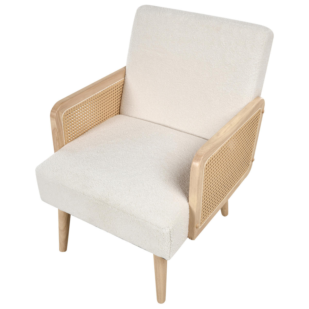 SESSEL Cremeweiß Hojby - Weiß/Braun, Textil (61/82/74cm) - Beliani