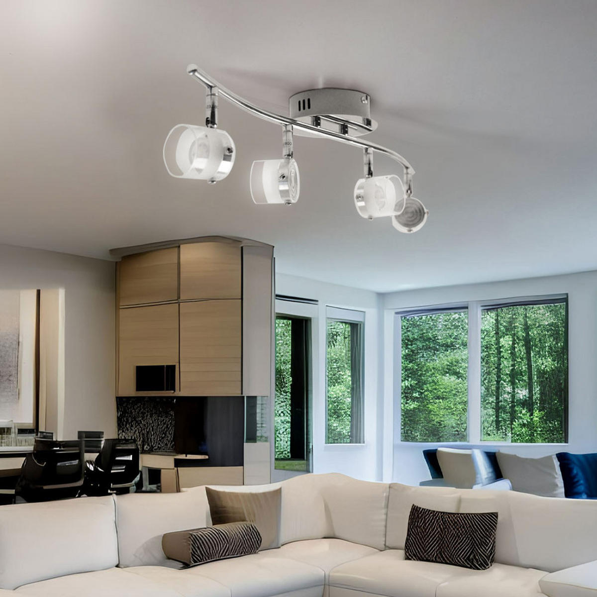 LED DECKENLEUCHTE Ester Aluminium Klar - Klar, Glas (63/12/15cm) - Esto