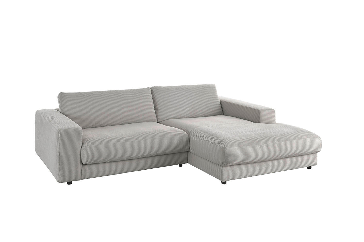 ECKSOFA MADELINE Steingrau Cord - Schwarz/Grau, Kunststoff/Textil (270/190cm) - KAWOLA