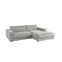ECKSOFA MADELINE Steingrau Cord - Schwarz/Grau, Kunststoff/Textil (270/190cm) - KAWOLA