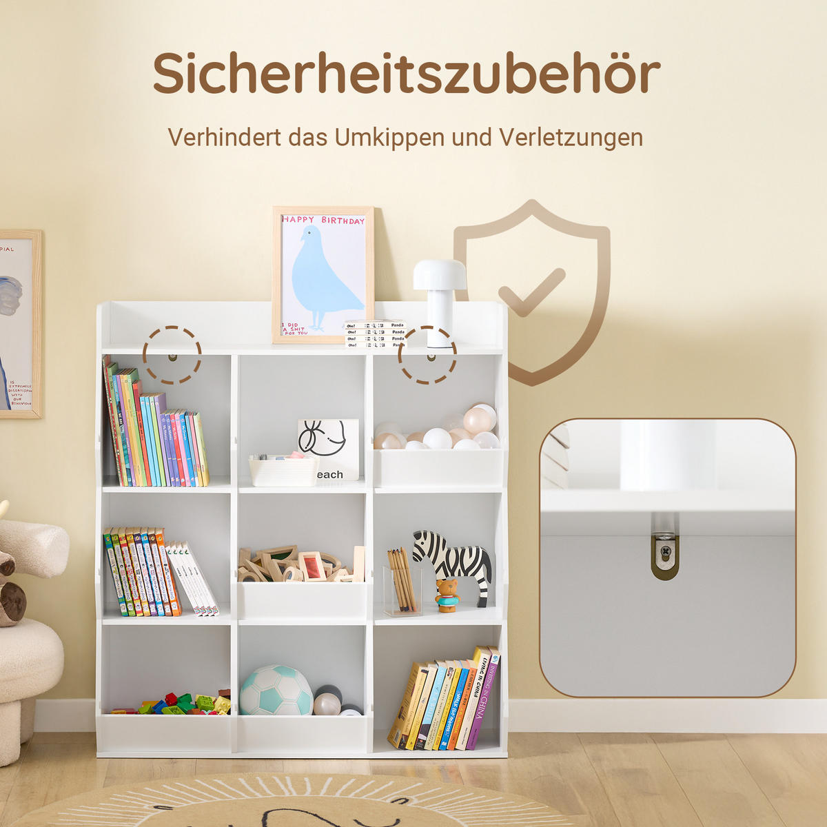 KINDERREGAL mit 9 offenen Fächern, 95x105x34cm, Weiß - Weiß, Holzwerkstoff (95/105/34cm) - SoBuy