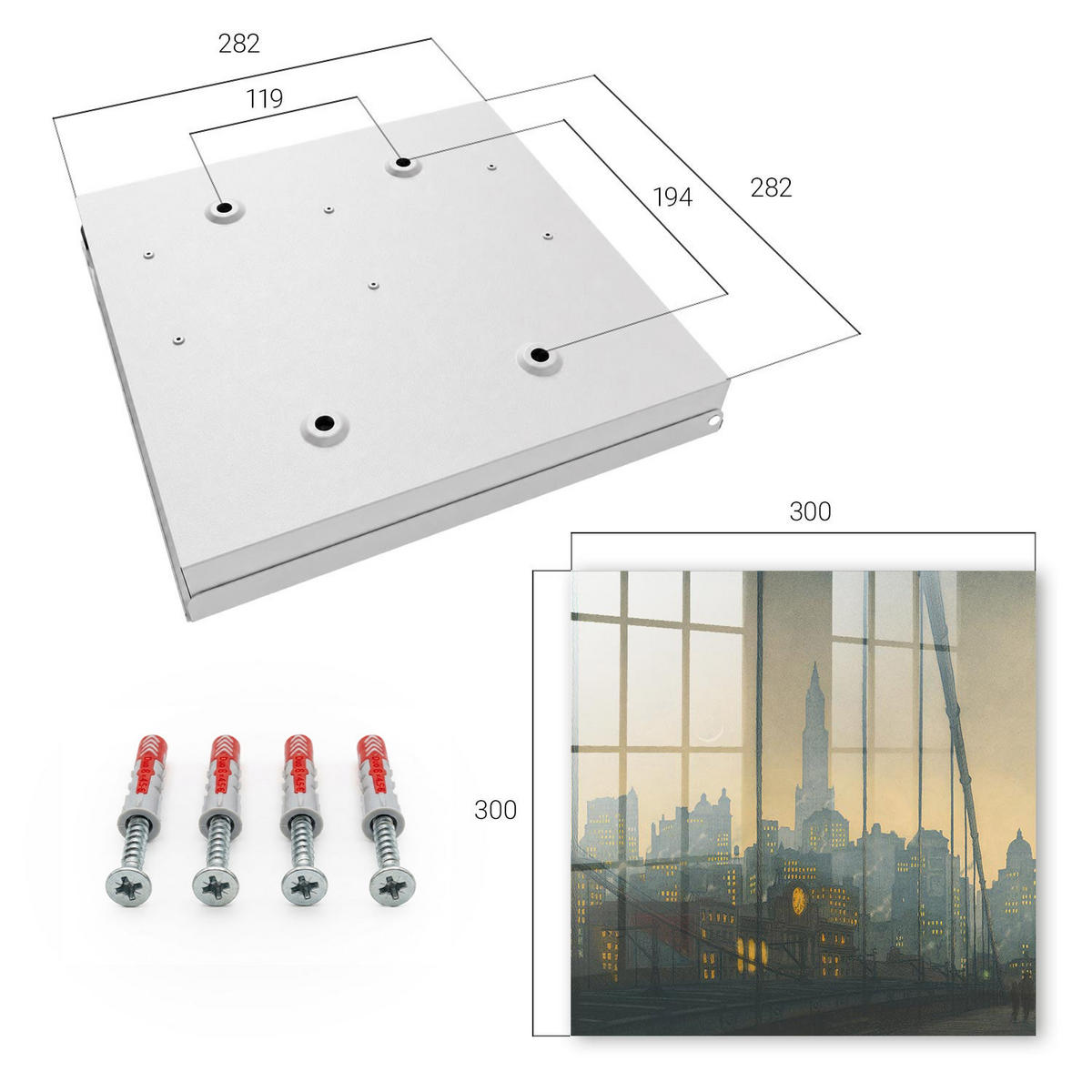 SCHLÜSSELBOX Weiß 30x30 cm – Türöffnung nach rechts - Westlich der Stadt - Gelb, Metall (30/30/5cm) - TULUP