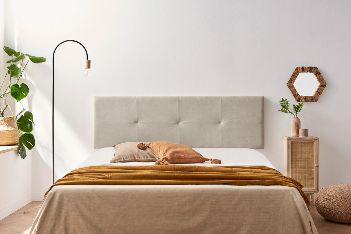 Kopfteil gepolstert ALTEA Aqualine 100x50x5 cm - Getoastetes Beige - Moonia - Kaschmir, Holz (100/50/5cm)