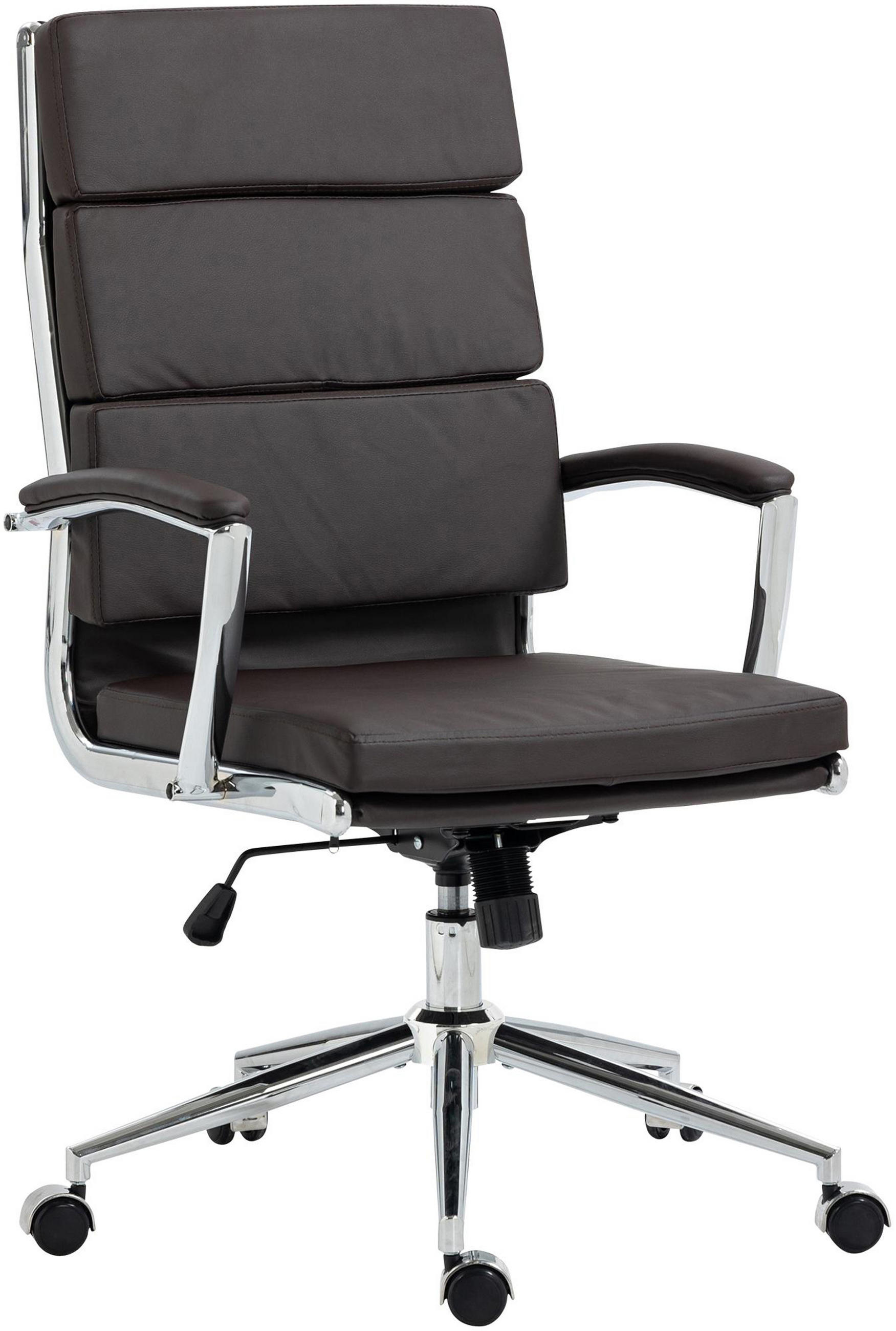 BÜROSTUHL Cyron Kunstleder braun - Chromfarben/Braun, Metall (61/115/65cm) - TPFLiving