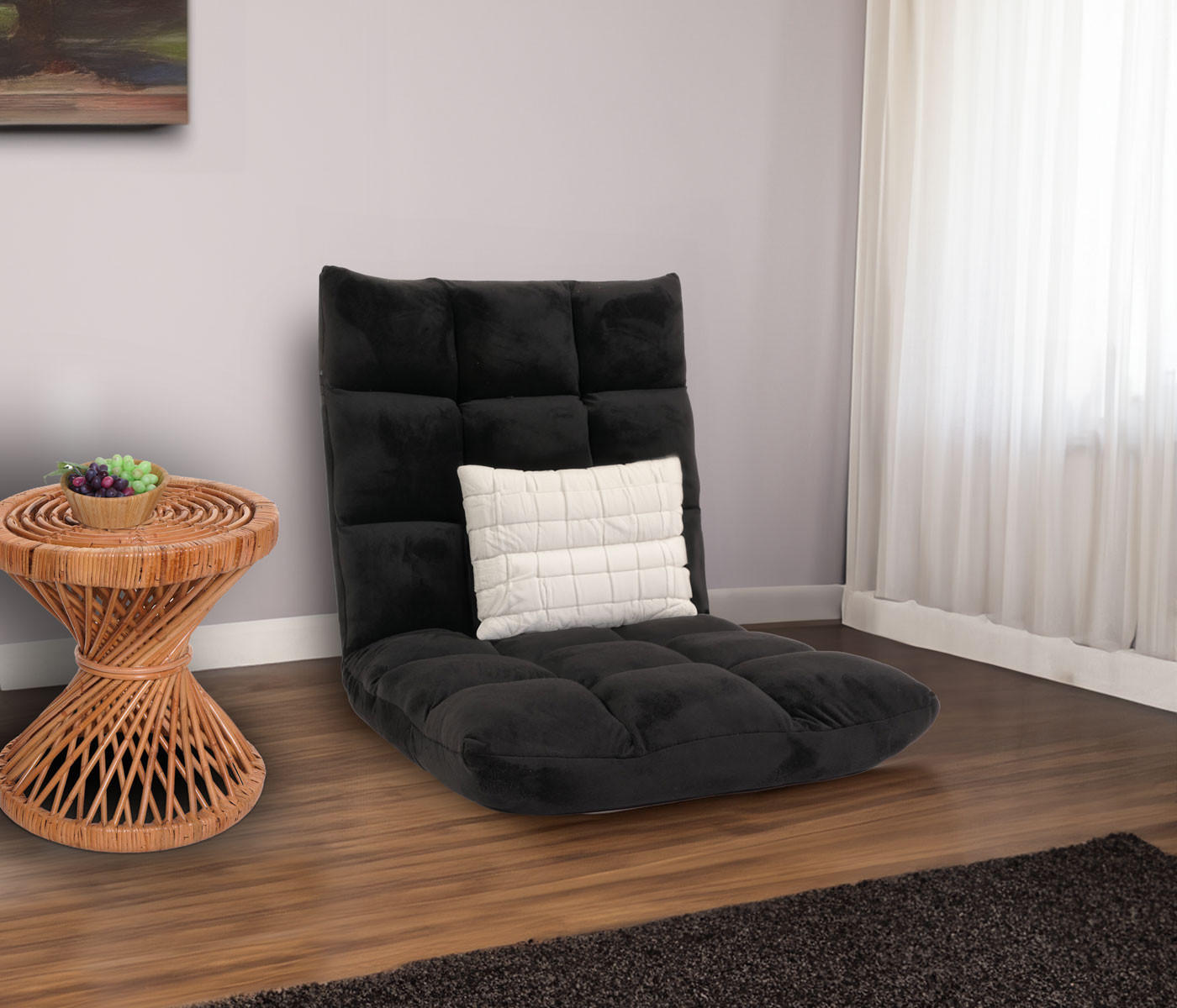 BODENSESSEL Schwarz - Schwarz, Textil (50/55/55cm) - MCW