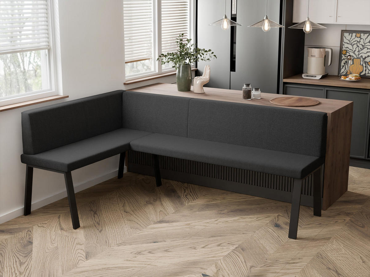 ECKBANK links MONO Y Webstoff glatt, 128/168 cm Anthrazit - Anthrazit, Textil/Metall (128/168cm) - Idohome