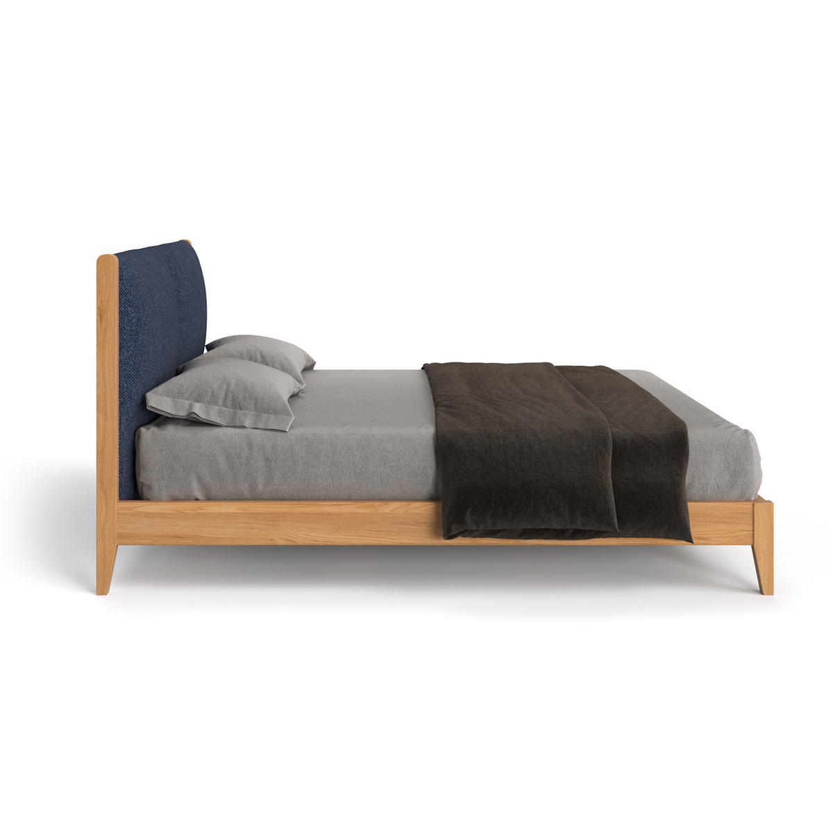 MASSIVHOLZBETT Vena aus Eiche 200x220 cm, Storm 77 - Blau/Eichefarben, Holz (200/220cm) - Danzz