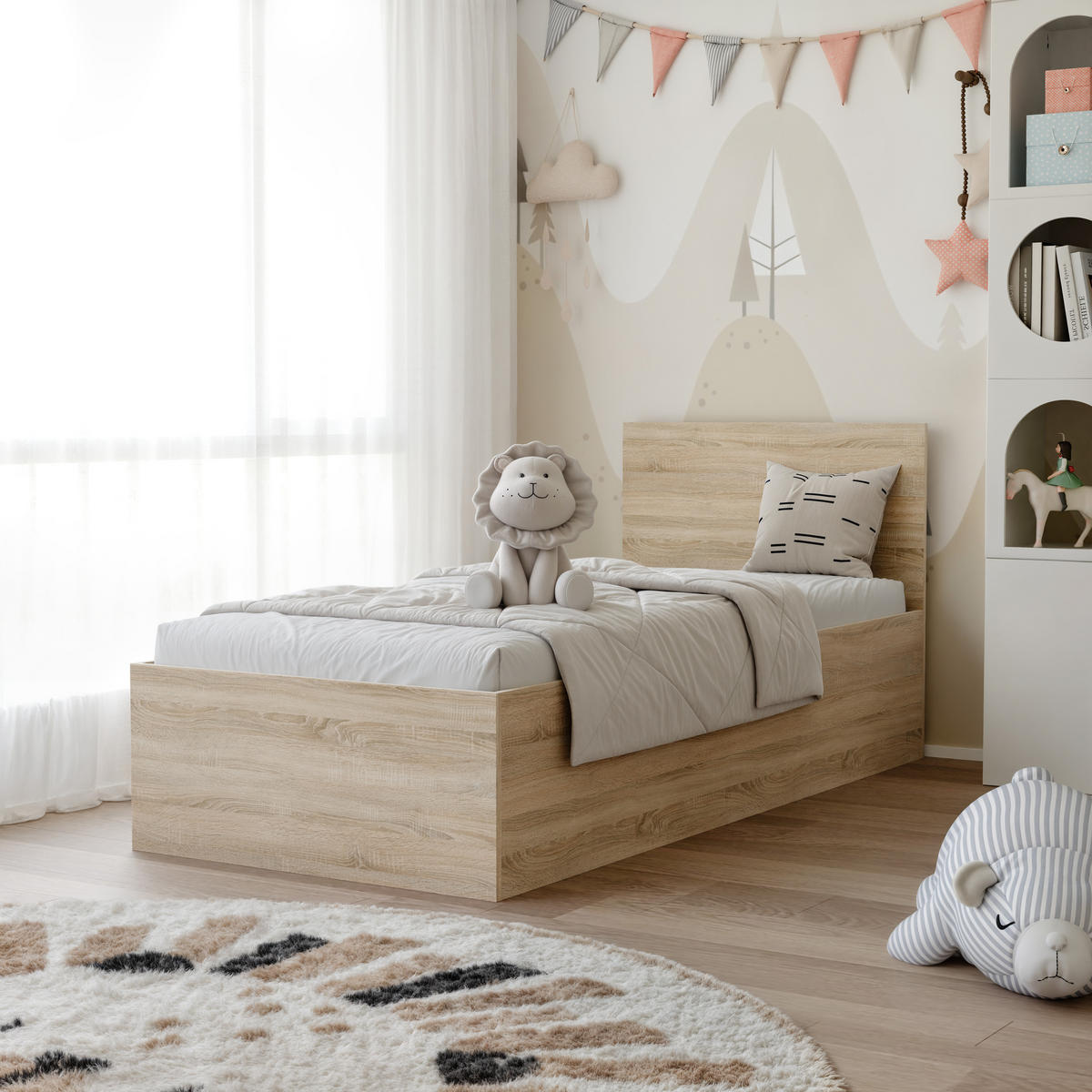 BETT SIMPLE 90/200 cm Bettkasten, ohne Matratze, Sonoma Eiche - Sonoma Eiche, Holz/Holzwerkstoff (90/200cm) - Idohome