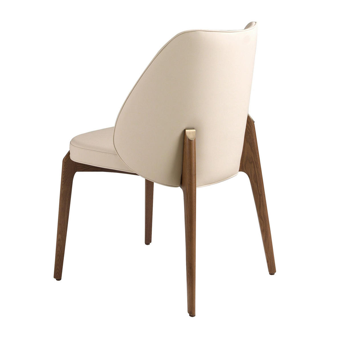 STUHL Stuhl aus cremefarbenem Kunstleder 49/58/80 cm - Beige/Walnussfarben, Leder/Holz (49/80/58cm) - ANGEL CERDA