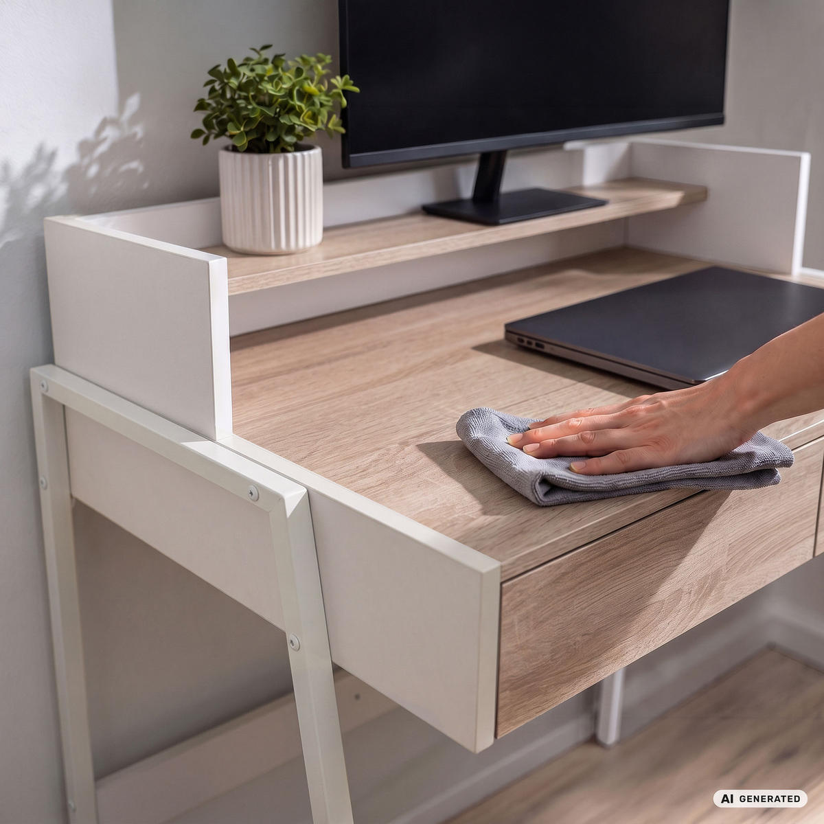 SCHREIBTISCH FLUX 78 cm Sonoma Eiche - Weiß/Sonoma Eiche, Holzwerkstoff (78/48/95cm) - Akord