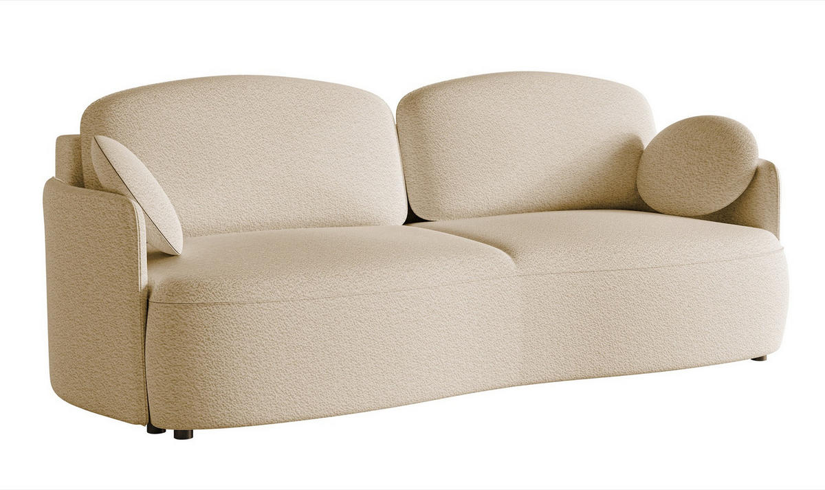 SOFA Raviolo Hellbeige mit Bouclé-Bezug - Ecru/Schwarz, Kunststoff/Textil (230/95/103cm) - Selsey
