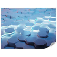 FOTOTAPETE für Jugendzimmer Blaue Neon Hexagone Formen Geometrie 400x280 - Blau/Weiß, Papier (400/280cm) - Muralo