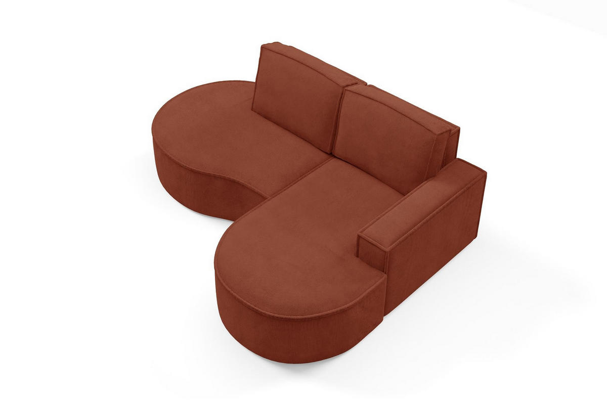 ECKSOFA Flow Rot, mit Kissen in Curio Stoff, rechte seite - Rot, Holzwerkstoff/Textil (210/157cm) - Bettso