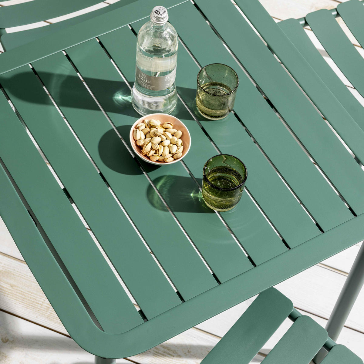 GARTENTISCH quadratisch, Dunkelgrünen - Grün, Metall (70/70/75cm) - Oviala