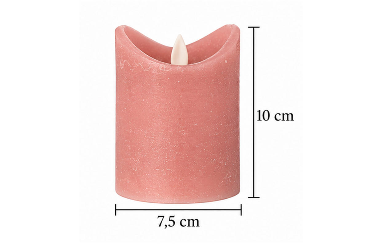 LED-KERZE Ø7,5x10 cm, Rosa - Rosa, Naturmaterialien (7.5/7.5/10cm) - dasmöbelwerk