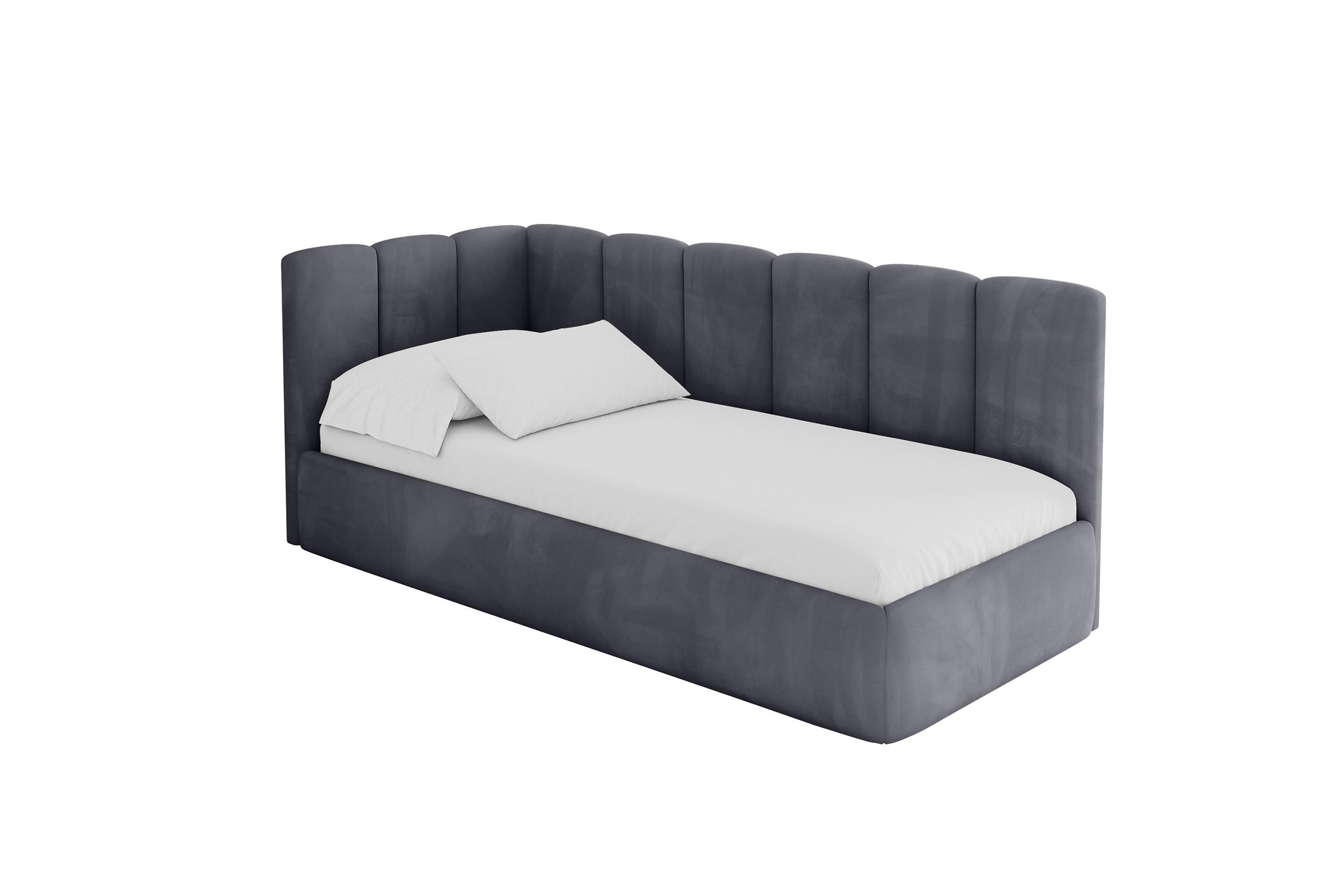 EINZELLBETT Jugendbett mit Bettkasten und Matratze H3/H4, Rechts - DEXY 80x200 Dunkelgrau - Titanfarben, Holzwerkstoff/Textil (80/200cm) - ALTDECOR