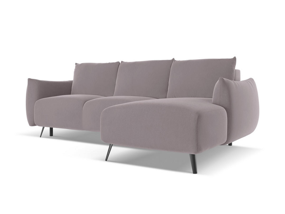 ECKSOFA mit Schlaffunktion Samt Stoff Violett - Lila/Flieder, Textil/Metall (242/162cm) - Makamii