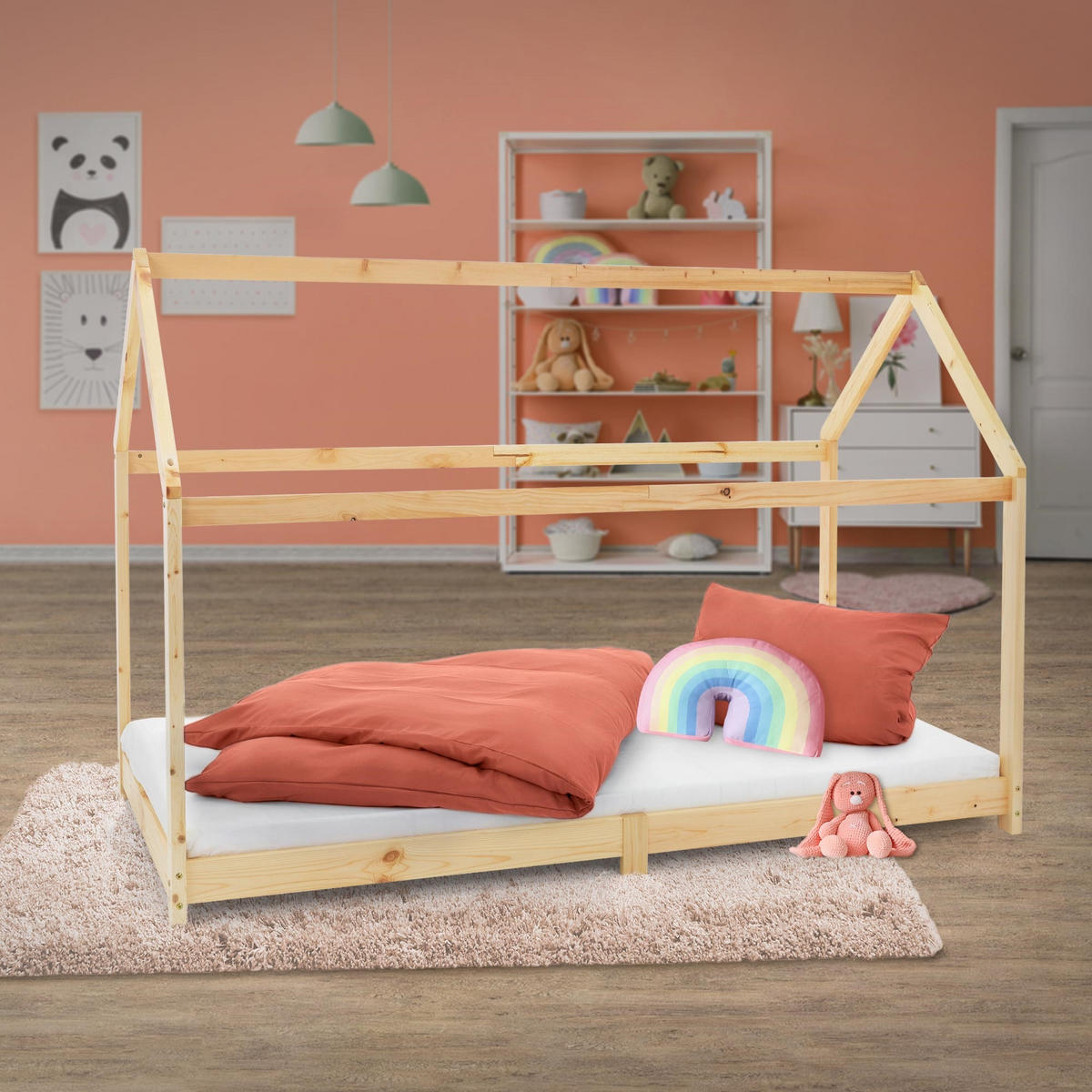 KINDERBETT mit Dach 90x200 cm Natur - Naturfarben, Holz (90/200cm) - ML-DESIGN