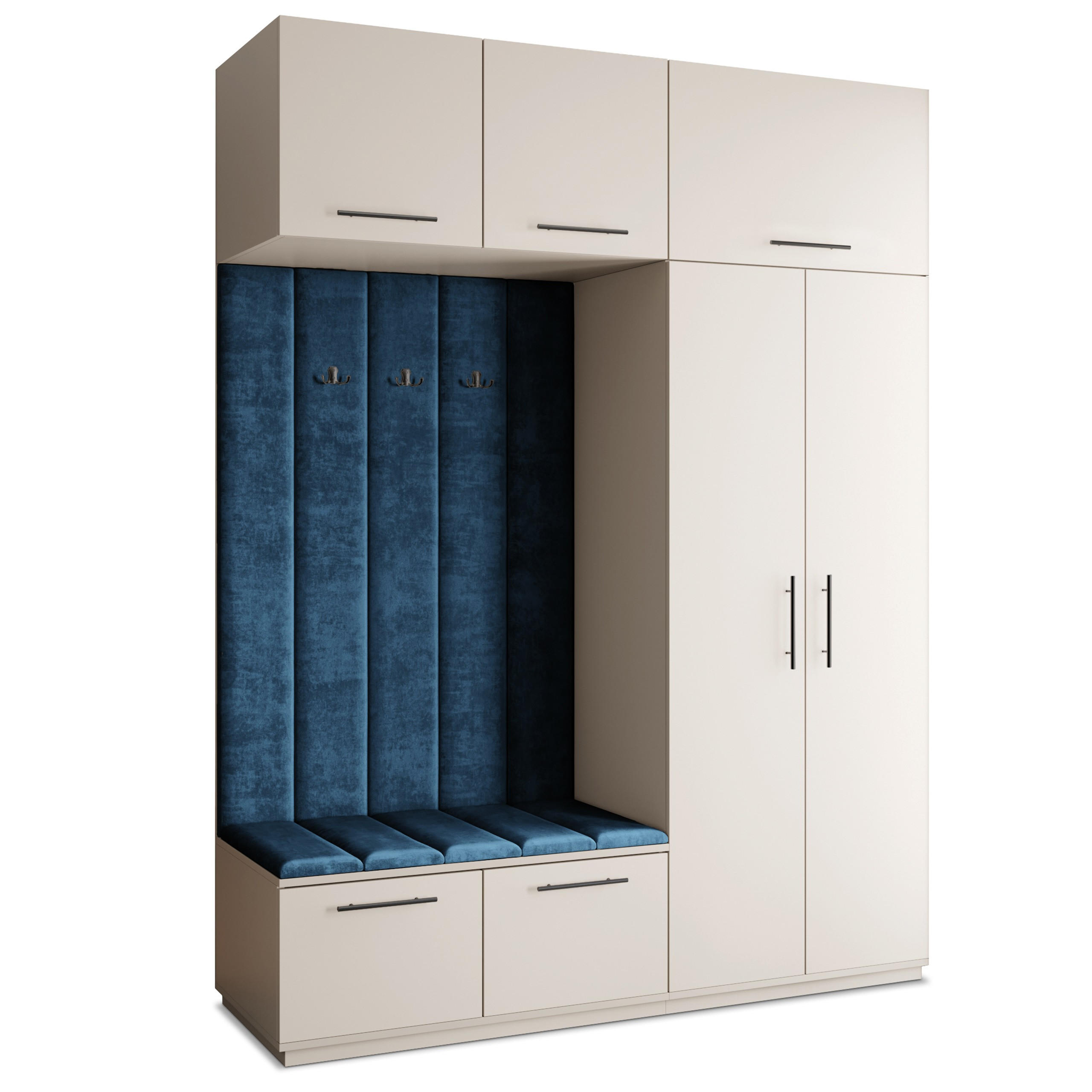 GARDEROBENSCHRANK REMA 180/240/60 cm Modern Garderobe-Set Kaschmir - Kaschmir/Blau, Holzwerkstoff (180/240/60cm) - MASSENO