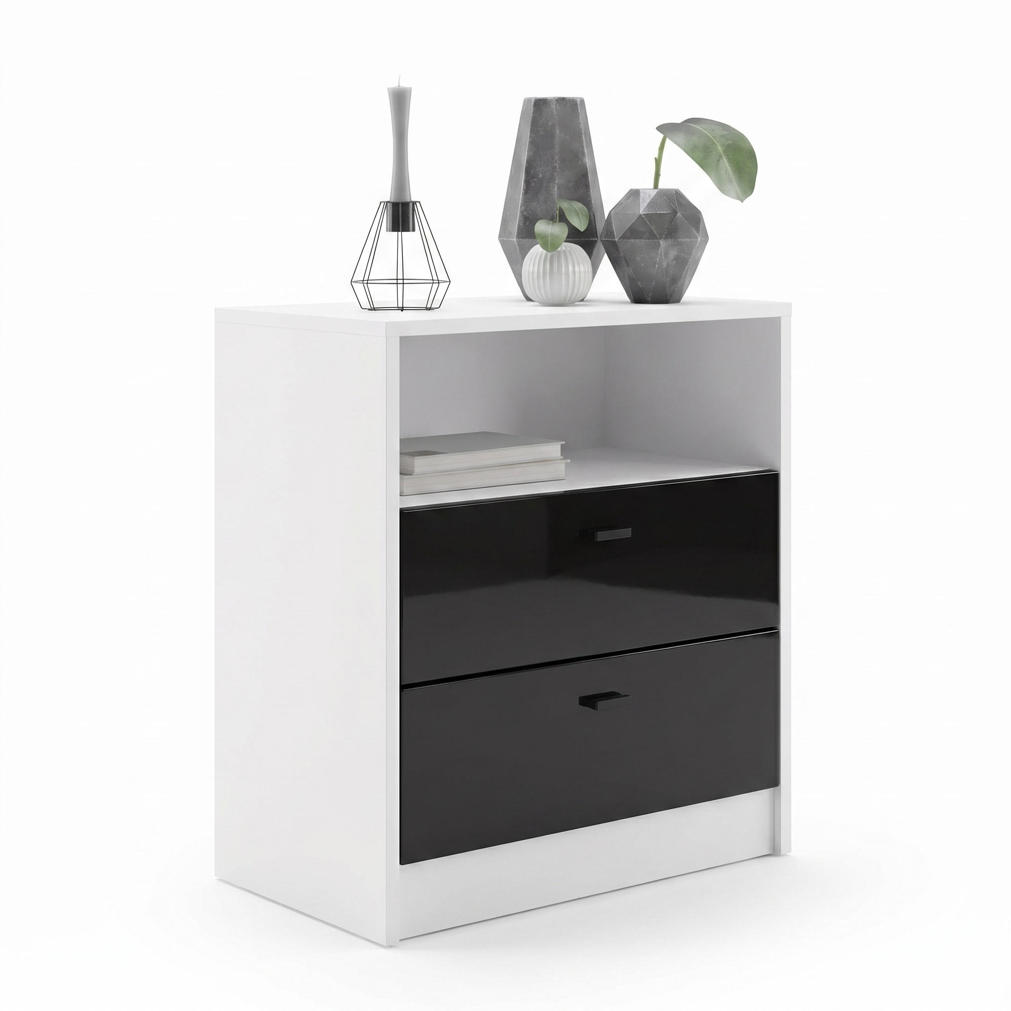 KOMMODE Pino Fronten in Schwarz Hochglanz - Schwarz Hochglanz, Holzwerkstoff (56/67.5/36cm) - Vladon