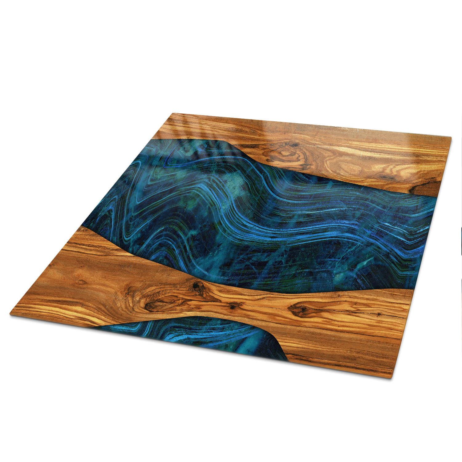 TISCHPLATTE 50x50 cm – Holzwellen - Braun, Glas (50/50/0.4cm) - Wallfluent
