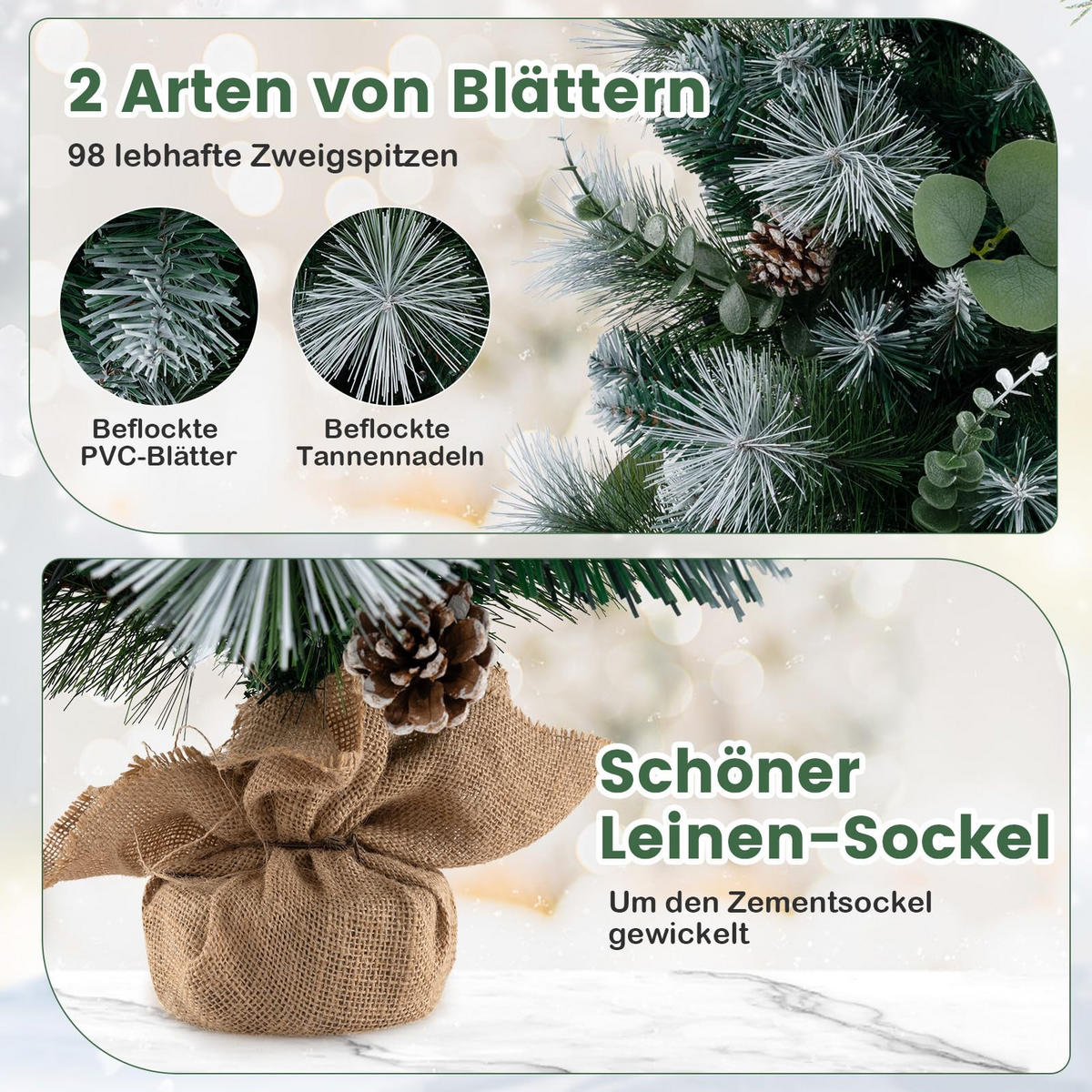 WEIHNACHTSBAUM Tisch Tannenform mit Beleuchtung 90 cm grün - Grün, Kunststoff (90cm) - COSTWAY