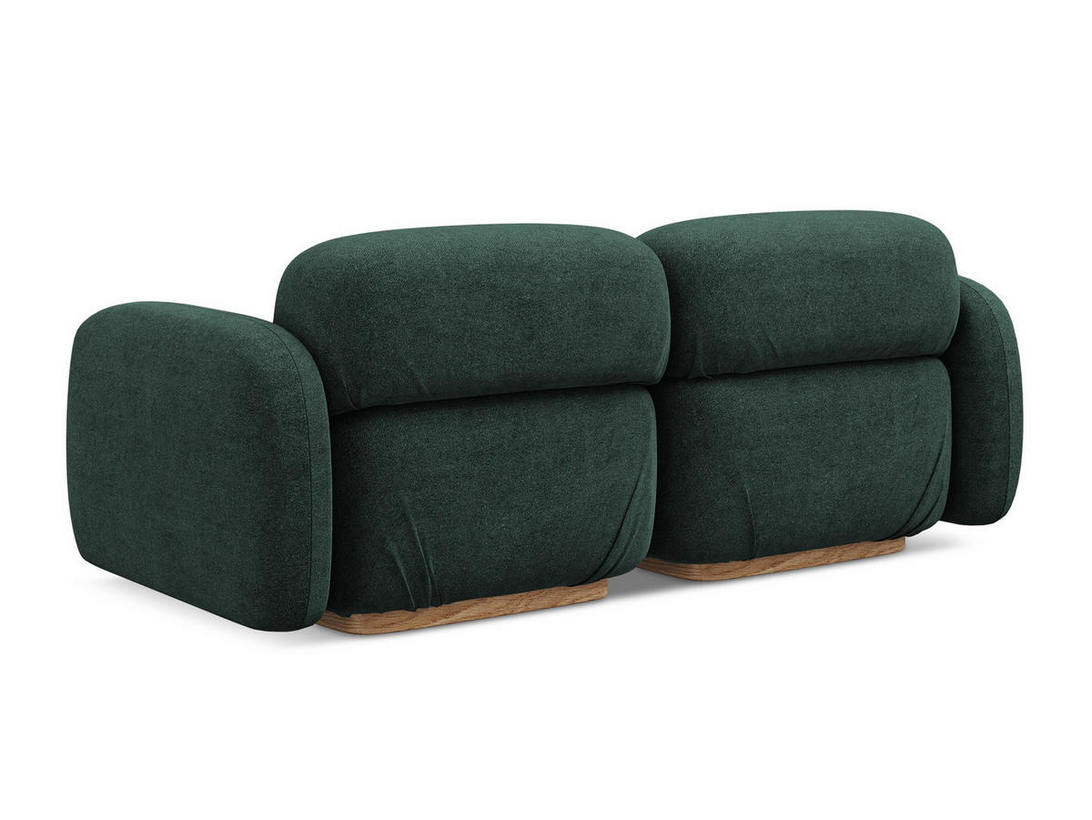 3-SITZER SOFA Bouclé Stoff Grün - Dunkelgrün/Braun, Holz/Textil (190/73/95cm) - Makamii