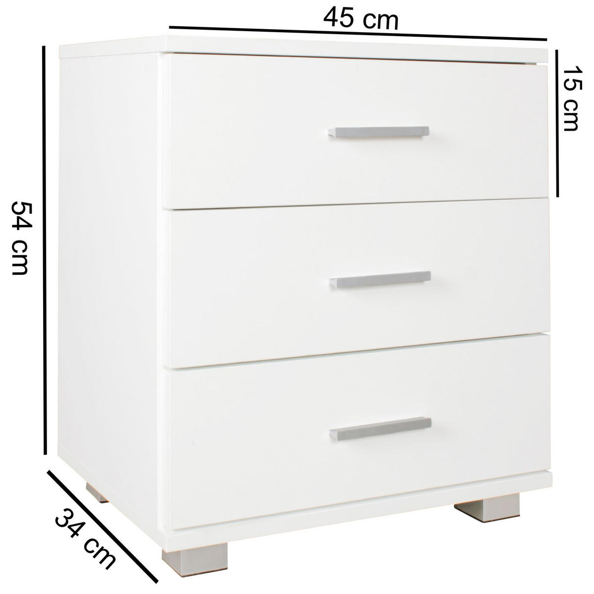NACHTKONSOLE eckig ADERITO Nachttisch - Weiß, Holzwerkstoff (34/54/45cm) - tinkaro