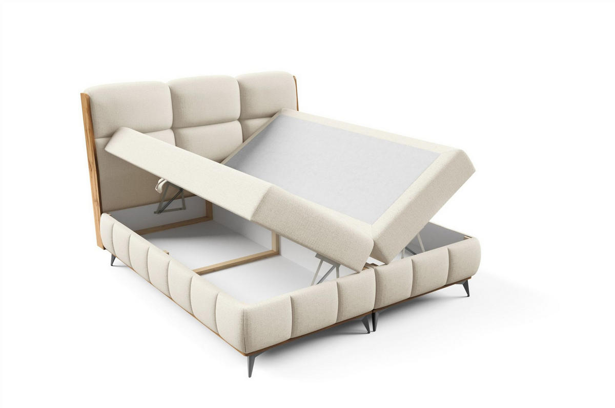 BOXBETT Charlie - Beige, Holzwerkstoff/Textil (180/200cm) - Fun Möbel