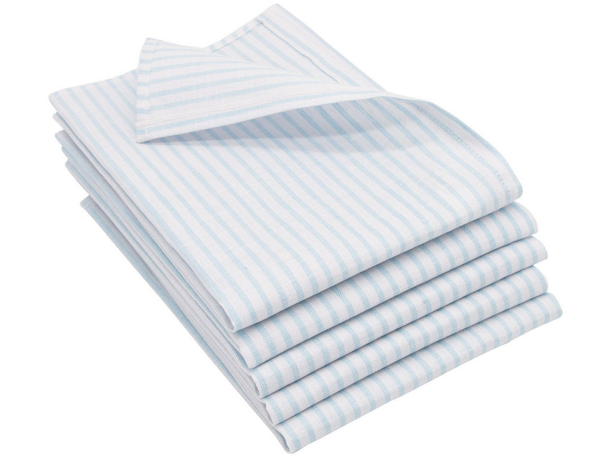 GESCHIRRTÜCHER, 4er-Set, 50x70 cm, 50% Baumwolle, 50% Leinen, Blau - Hellblau, Textil (50/70cm) - Zollner