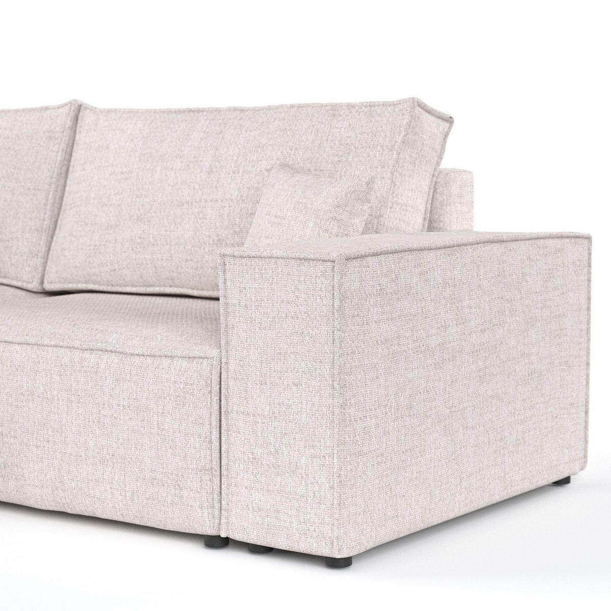 ECKSOFA AVION mit Schlaffunktion Hellbeige im Neve Stoff - Sandfarben/Schwarz, Holz/Holzwerkstoff (253/148cm) - AltaBeds