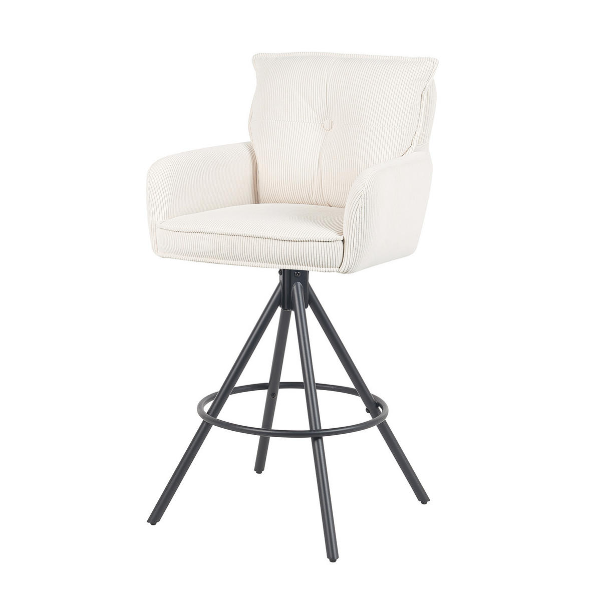 BARHOCKER Nila 2er-Set - Creme/Schwarz, Textil/Metall (55/102/58cm) - DUBI Möbel