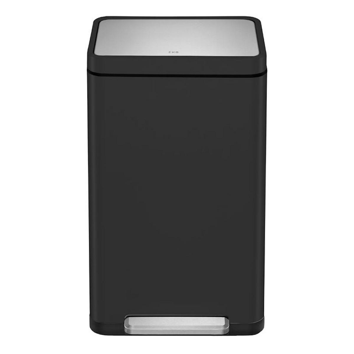 MÜLLEIMER Stilvoller Rechteckiger Mit Extra Breitem Pedal & Gedämpften Stay Open Deckel 63,7 x 36,2 x 29,7 cm 30 Liter Schwarz - Schwarz, Metall (36.2/63.7/29.7cm) - PROREGAL